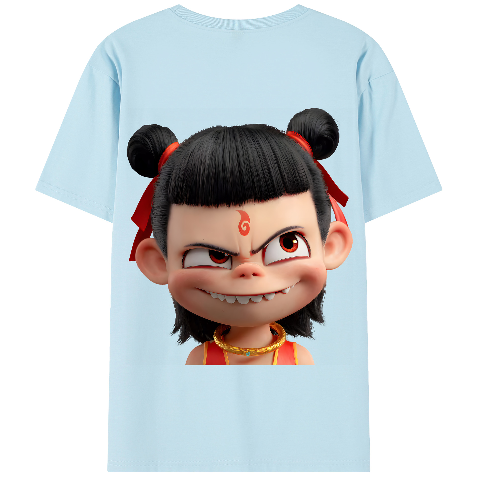 （画像用） Ne Zha 2 ナタ 魔童の大暴れ 綿100％半袖Tシャツ（背面プリント）